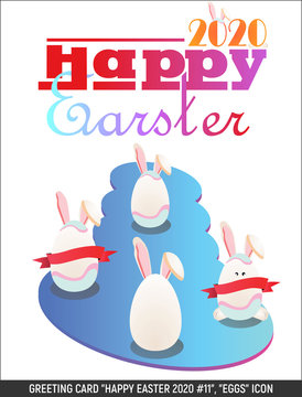Greeting card "Happy Easter"... 4 Eggs with Ears