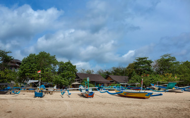 Fototapeta na wymiar Fishing boats on the beach, Bali