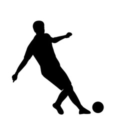 black silhouette of a soccer player with a ball, sport