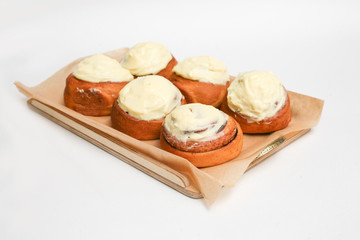 muffins sour cream white background