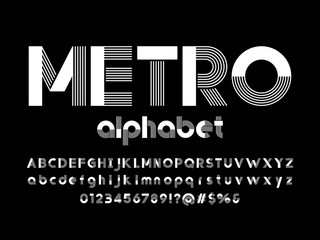 modern line style alphabet design with uppercase, lowercase, numbers and symbols © FotoGraphic