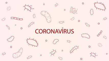 Coronavirus background with bacteria. Vector illustration