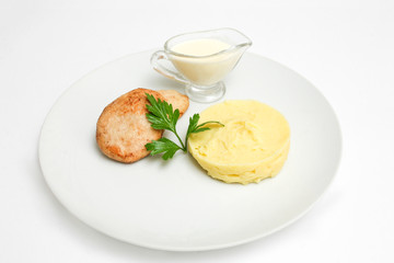 puree cutlet sauce white background