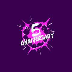 5 Anniversary. Template design comics boom style. Pop art vector illustration. 