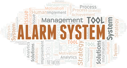 Alarm System typography vector word cloud.