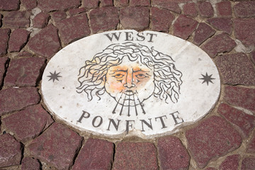 Symbol for "West Ponente" who blows winds from the west in St Peter's Square and St Peter's Basilica at Vatican City, center of Catholic Church, Rome, Italy, Europe