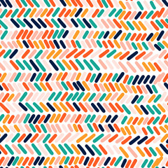 Abstract vector pattern with paint stroke in bright color. Vector seamless pattern with hand drawn doodle stripes.