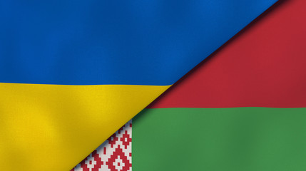 Fototapeta premium The flags of Ukraine and Belarus. News, reportage, business background. 3d illustration