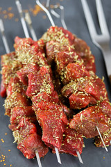 brochettes de boeuf crues