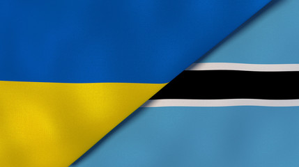 The flags of Ukraine and Botswana. News, reportage, business background. 3d illustration