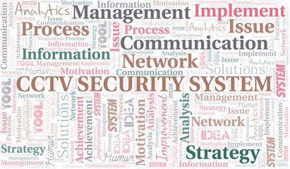 Cctv Security System typography vector word cloud.