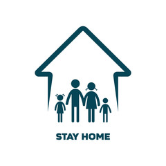 Let's stay home. Vector typography family icon. vector symbol family with text stay home