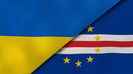 The flags of Ukraine and Cape Verde. News, reportage, business background. 3d illustration