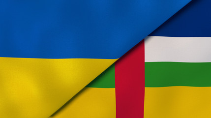 The flags of Ukraine and Central African Republic. News, reportage, business background. 3d illustration
