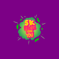 5 k. Followers template design. Blogging concept. Comics boom style. Pop art vector illustration. 