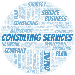 Obraz premium Consulting Services typography vector word cloud.