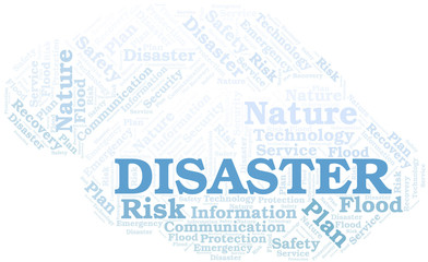 Obraz premium Disaster typography vector word cloud.