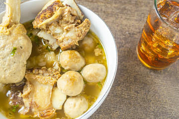 Bakso or indonesia meatballs. popular food in Indonesia. made from ground beef and mixed with flour and various kinds of seasonings. very nice to be served when it's hot