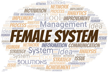 Female System typography vector word cloud.