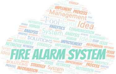 Obraz premium Fire Alarm System typography vector word cloud.