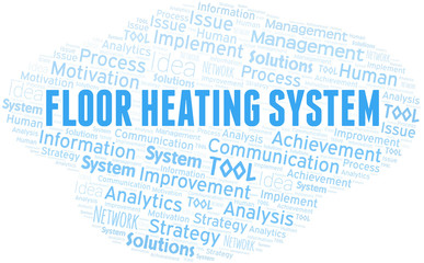 Floor Heating System typography vector word cloud.