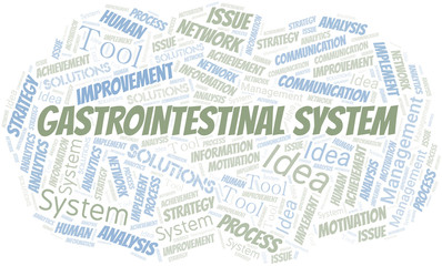 Gastrointestinal System typography vector word cloud.