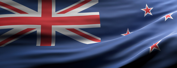 New Zealand national flag waving texture background. 3d illustration