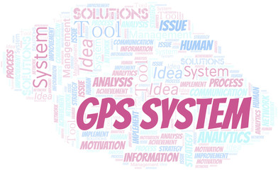 Fototapeta premium Gps System typography vector word cloud.