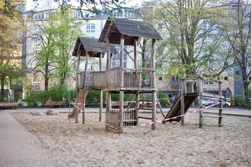 Fototapeta na wymiar A closed playground in Berlin during Corona lockdown