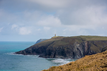 Coastal view of North Cornwall on a sunny spring day