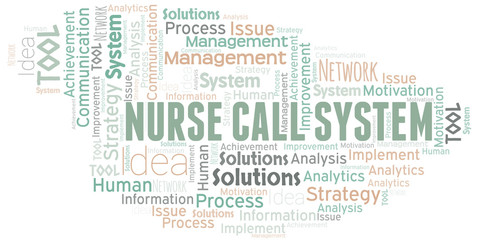 Nurse Call System typography vector word cloud.