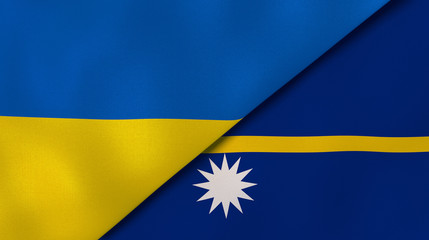 The flags of Ukraine and Nauru. News, reportage, business background. 3d illustration