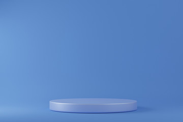 Cylinder podiums on blue background. Abstract minimal scene with geometrical. Scene to show cosmetic products presentation. Mock up design empty space. Showcase, shopfront, display case,3d render