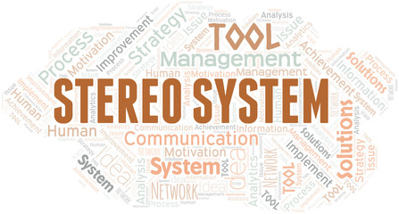 Stereo System typography vector word cloud.