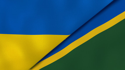 The flags of Ukraine and Solomon Islands. News, reportage, business background. 3d illustration
