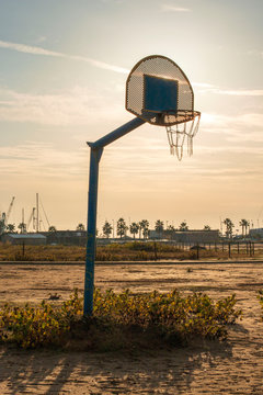 basketball rings on beach
