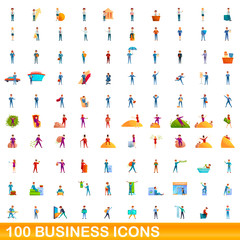 Fototapeta na wymiar 100 business icons set. Cartoon illustration of 100 business icons vector set isolated on white background