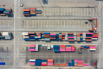 aerial top view containers storage area for transportation international