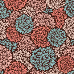 Carpet of abstract vintage flowers texture. Vector seamless pattern.