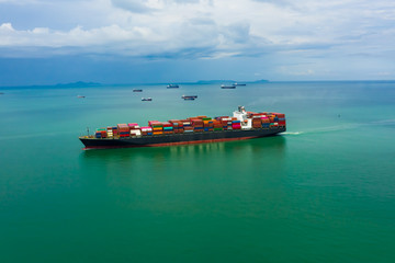 business service and industry shipping cargo containers transportation import and export international aerial view