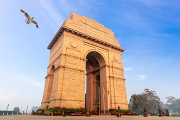 Gate of India, famous monument of New Delhi - obrazy, fototapety, plakaty
