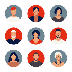 Adult People Profiles Icon Set