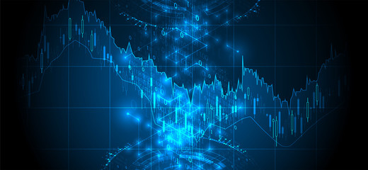 Financial trade concept. Stock market and exchange. Candle stick graph chart.