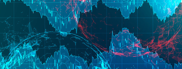 Financial trade concept. Stock market and exchange. Candle stick graph chart.