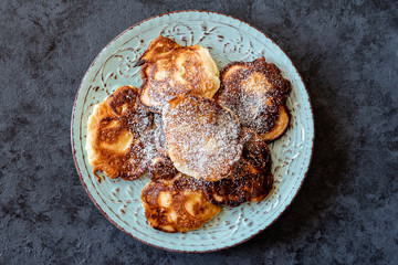 Racuchy – Polish yeast pancakes dusted with icing sugar