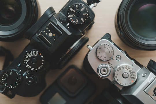 vintage camera and lens