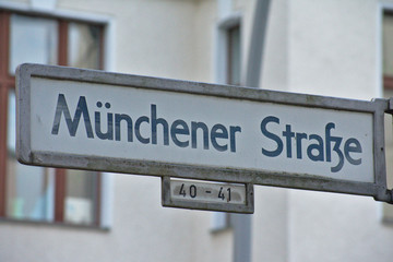 Fototapeta premium Munchener strasse street sign in Schoneberg Berlin Germany
