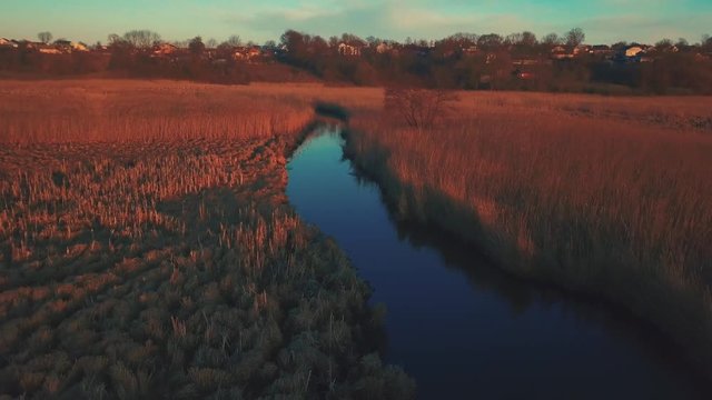 Aerial shot - The River Seret in west part of Ukraine