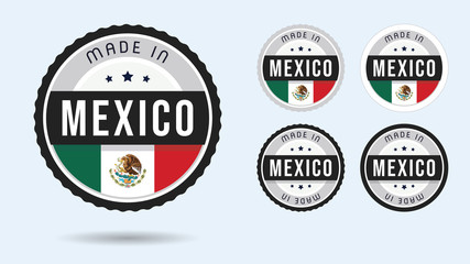 Made in Mexico. Set of labels and badges. Merchandise tag with Mexican flag.