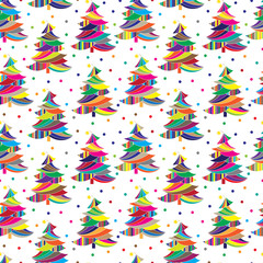 Christmas tree seamless pattern. Winter background. Christmas and New Year background.
